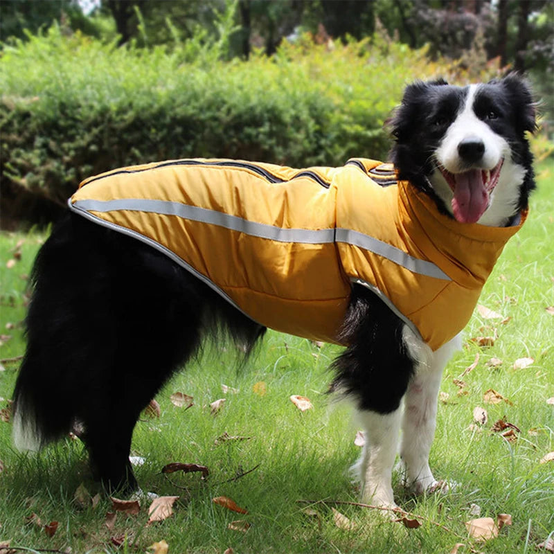 Cold Weather Dog Coat - XL-6XL Waterproof & Warm Fleece Pet Jacket for Large Dogs, Reflective & Adjustable