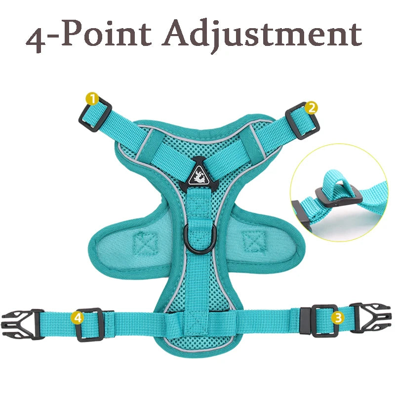 No Pull Dog Harness for Large Dogs, Adjustable Reflective Padded Vest with Breathable Mesh, Easy On/Off Leash Set