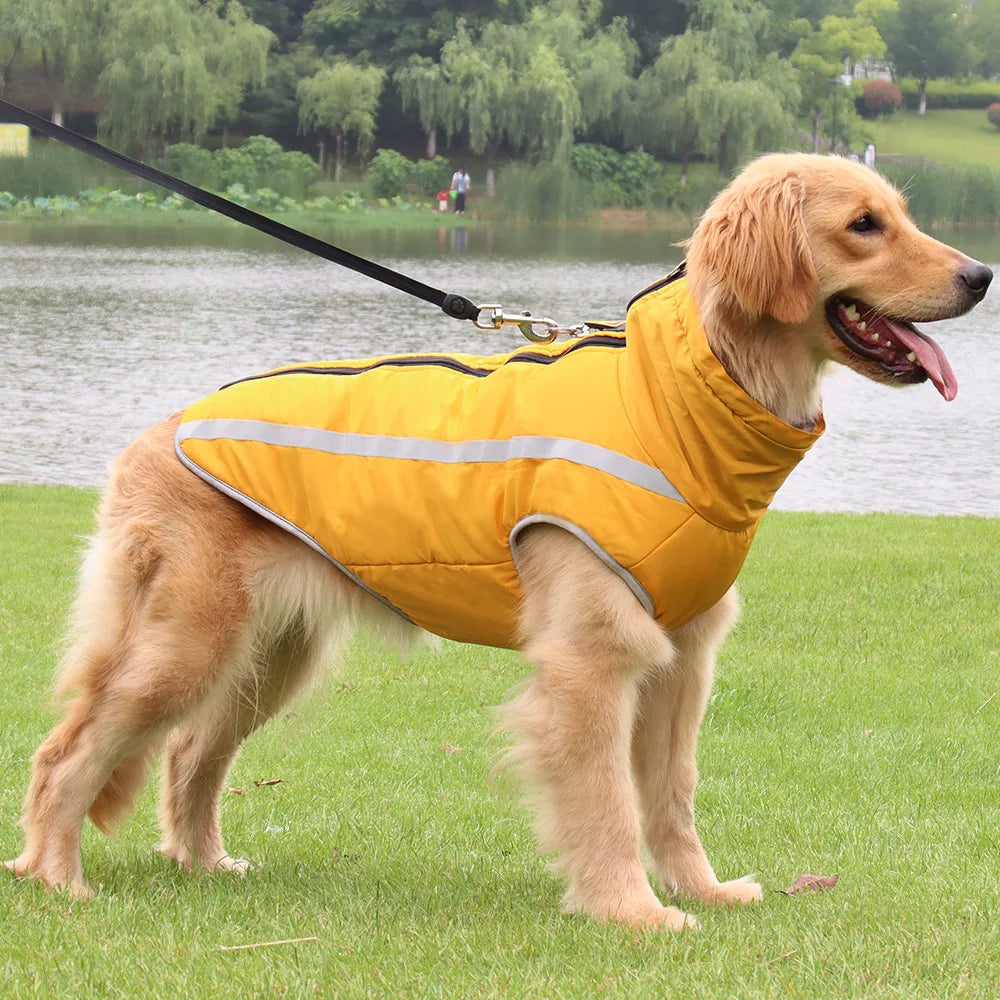 Cold Weather Dog Coat - XL-6XL Waterproof & Warm Fleece Pet Jacket for Large Dogs, Reflective & Adjustable