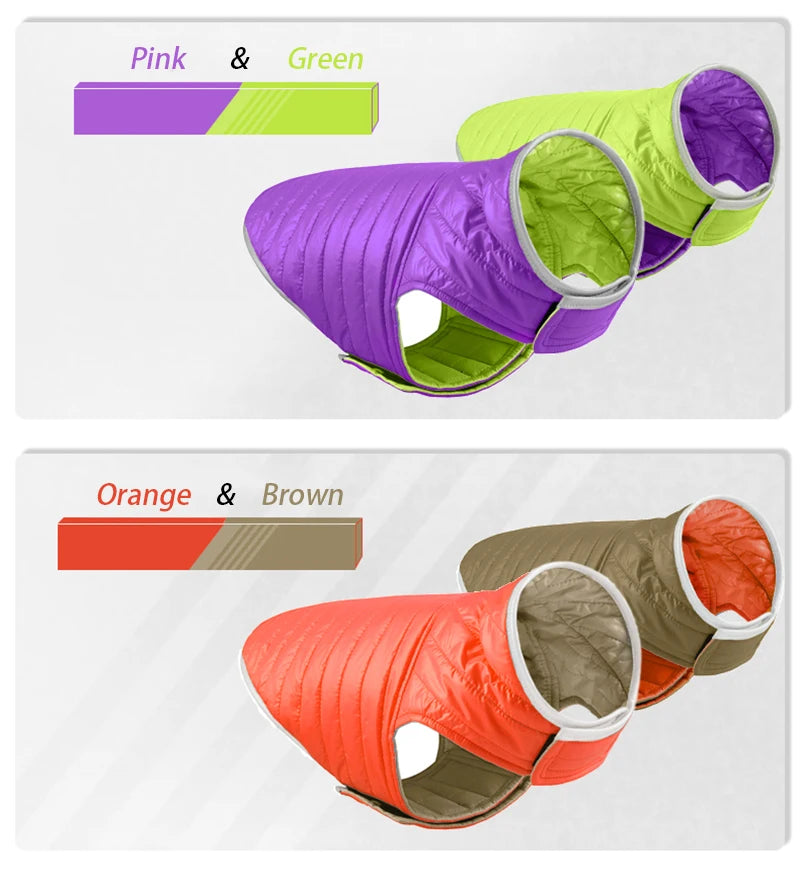 Dog Coats for Large Dogs: Reversible Dual-Color Reflective Winter Jacket