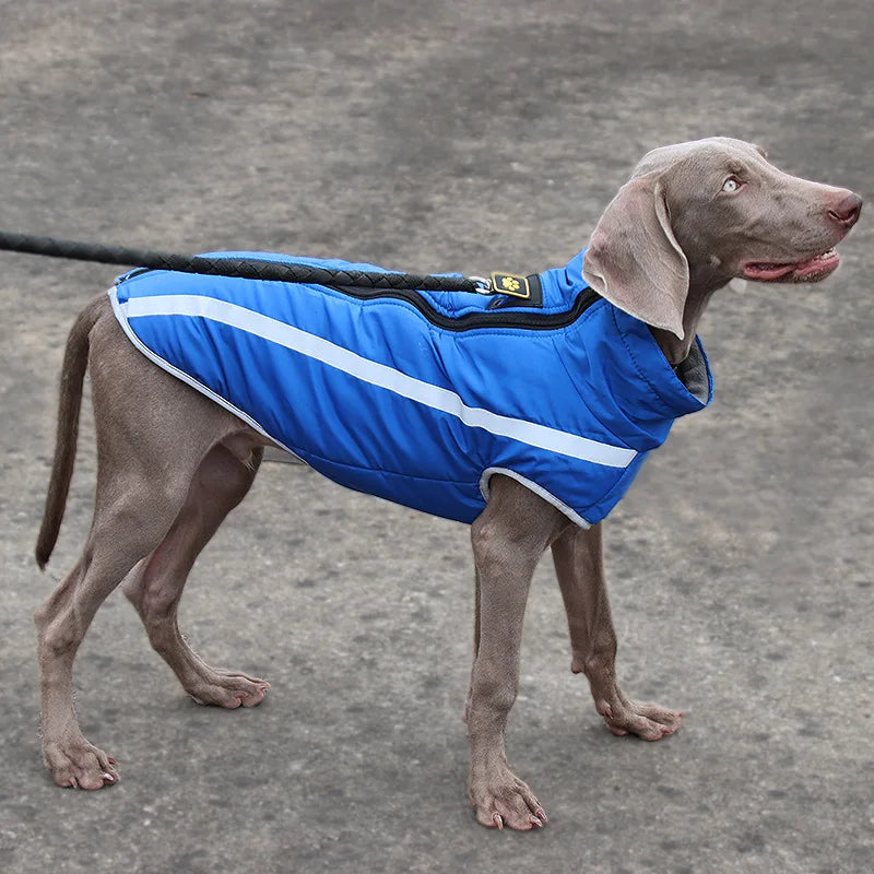 Cold Weather Dog Coat - XL-6XL Waterproof & Warm Fleece Pet Jacket for Large Dogs, Reflective & Adjustable