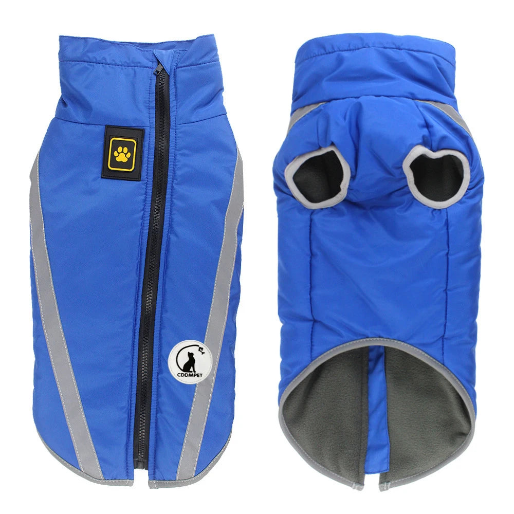 Cold Weather Dog Coat - XL-6XL Waterproof & Warm Fleece Pet Jacket for Large Dogs, Reflective & Adjustable