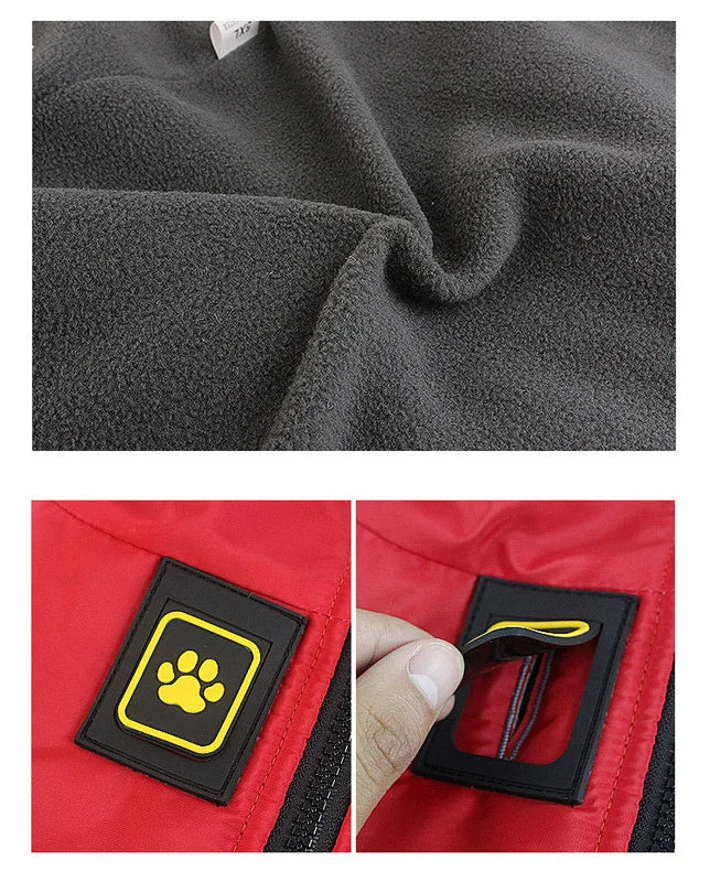 Warm Dog Jacket for Large Dogs Waterproof Winter Coat Padded Fleece Pet Coat Safety Reflective Design Dog Clothing