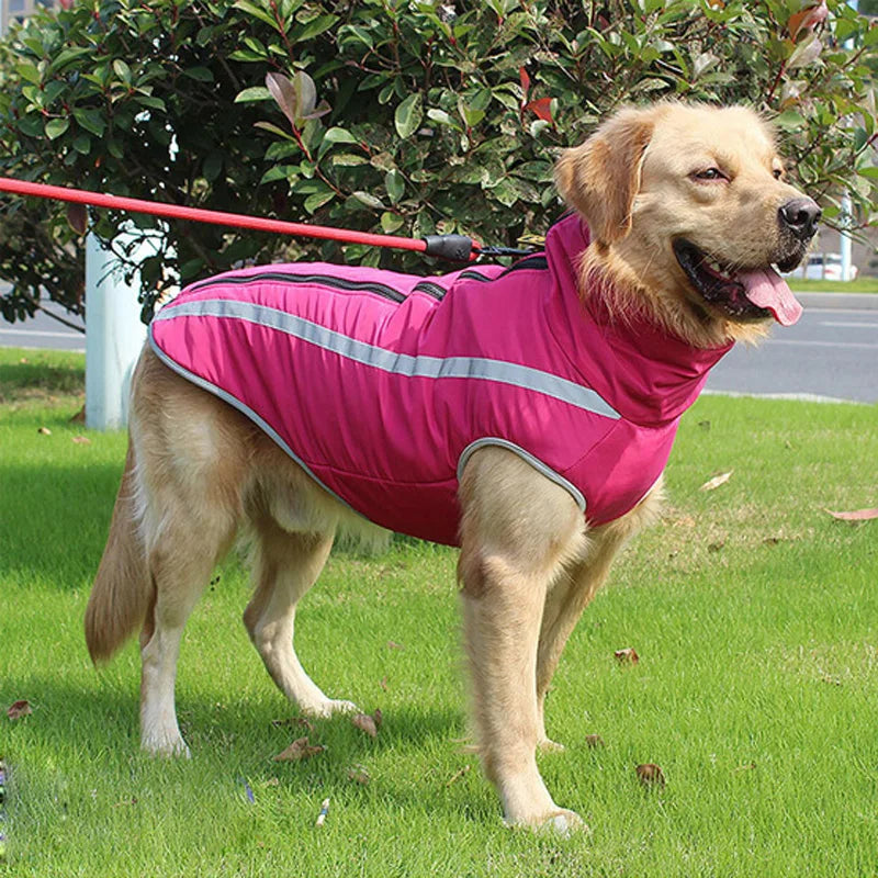 Warm Dog Jacket for Large Dogs Waterproof Winter Coat Padded Fleece Pet Coat Safety Reflective Design Dog Clothing
