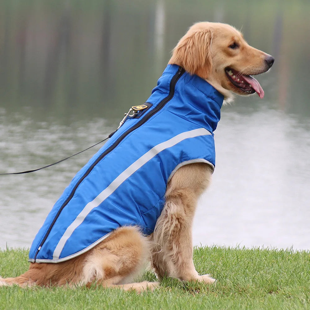 Cold Weather Dog Coat - XL-6XL Waterproof & Warm Fleece Pet Jacket for Large Dogs, Reflective & Adjustable