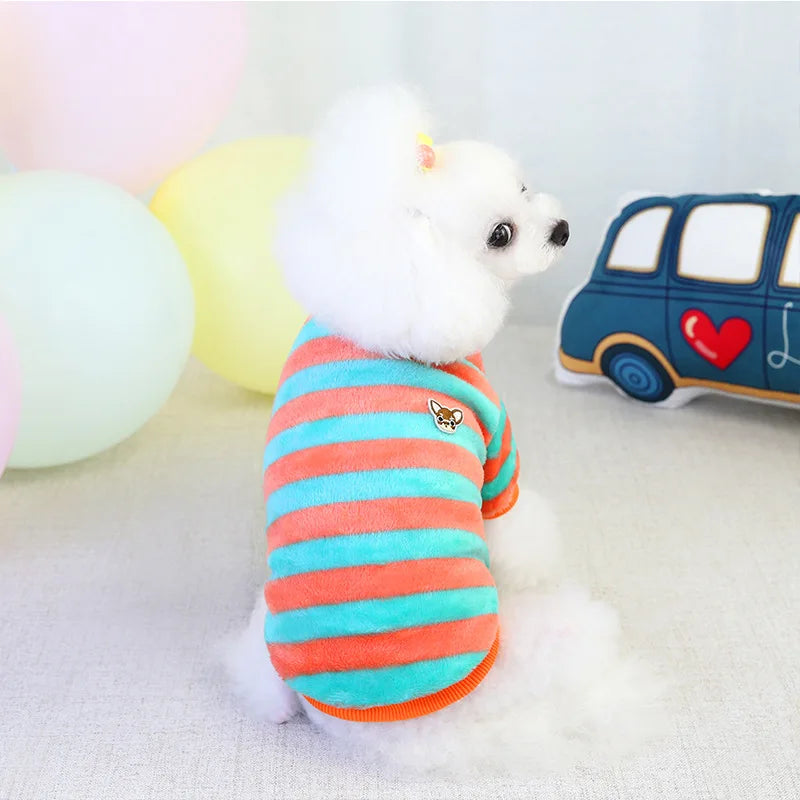 Dog Coats for Small Dogs Warm Fleece Vest Winter Jacket Rainbow Stripe for Puppy Chihuahua Poodle