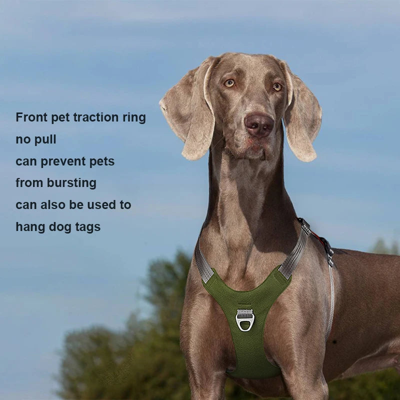 Anti Pull Dog Harness Vest Reflective for Large Dogs - Heavy Duty Oxford, No-Choke, Adjustable for Husky Labrador Training