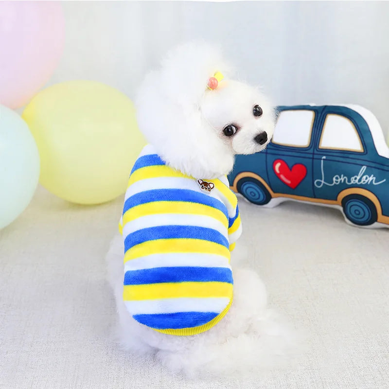 Dog Coats for Small Dogs Warm Fleece Vest Winter Jacket Rainbow Stripe for Puppy Chihuahua Poodle