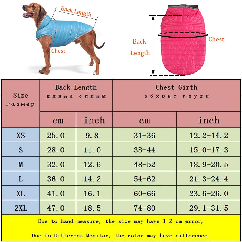 Dog Coats for Large Dogs: Reversible Dual-Color Reflective Winter Jacket
