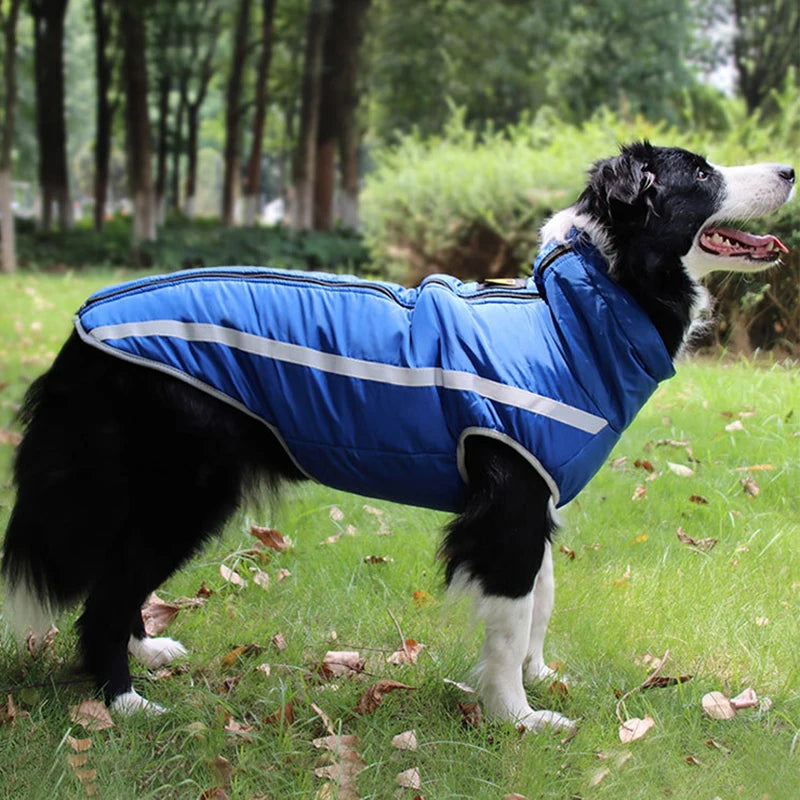 Cold Weather Dog Coat - XL-6XL Waterproof & Warm Fleece Pet Jacket for Large Dogs, Reflective & Adjustable