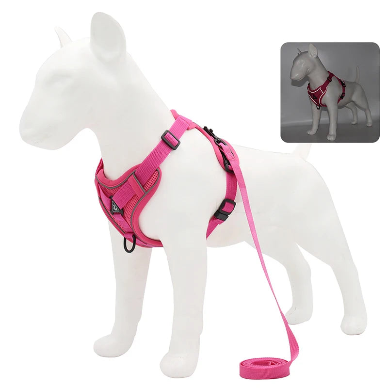No Pull Dog Harness for Large Dogs, Adjustable Reflective Padded Vest with Breathable Mesh, Easy On/Off Leash Set