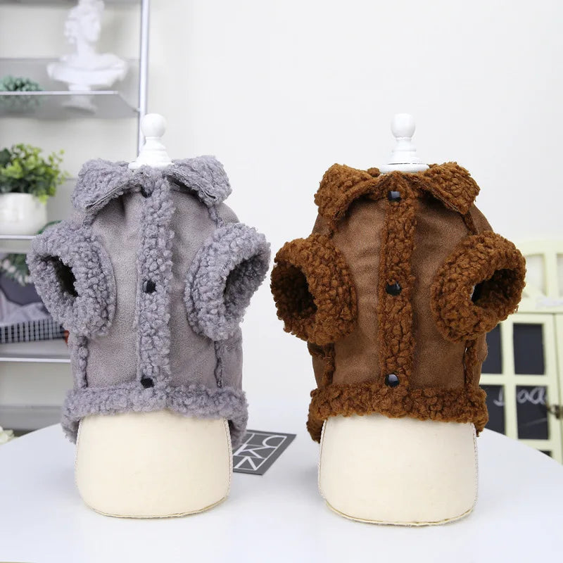 Pug Clothes Winter Warm British Style Lamb Fleece Dog Jacket Small Dogs Puppy Costume Chihuahua Yorkie Outfits