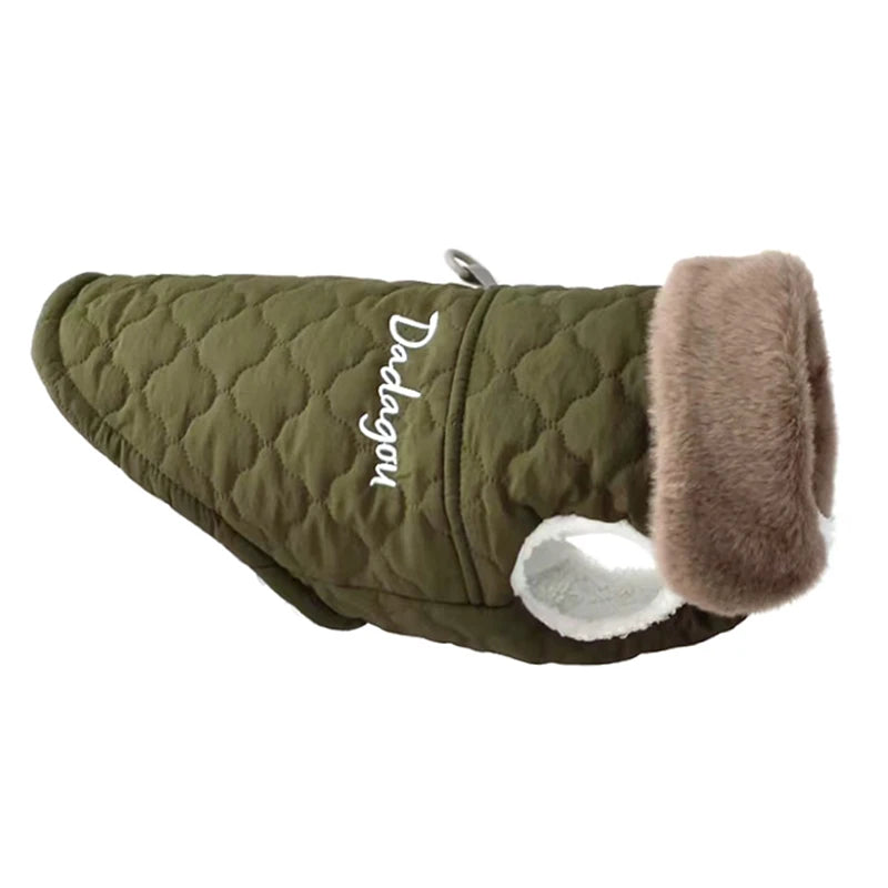 Puppy Dog Vest Waterproof Fur Collar Winter Warm Fleece Jacket Small Dogs Coat