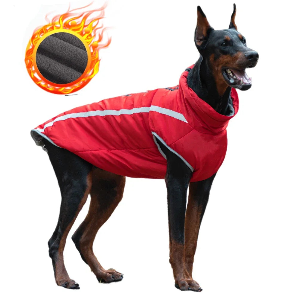 Cold Weather Dog Coat - XL-6XL Waterproof & Warm Fleece Pet Jacket for Large Dogs, Reflective & Adjustable