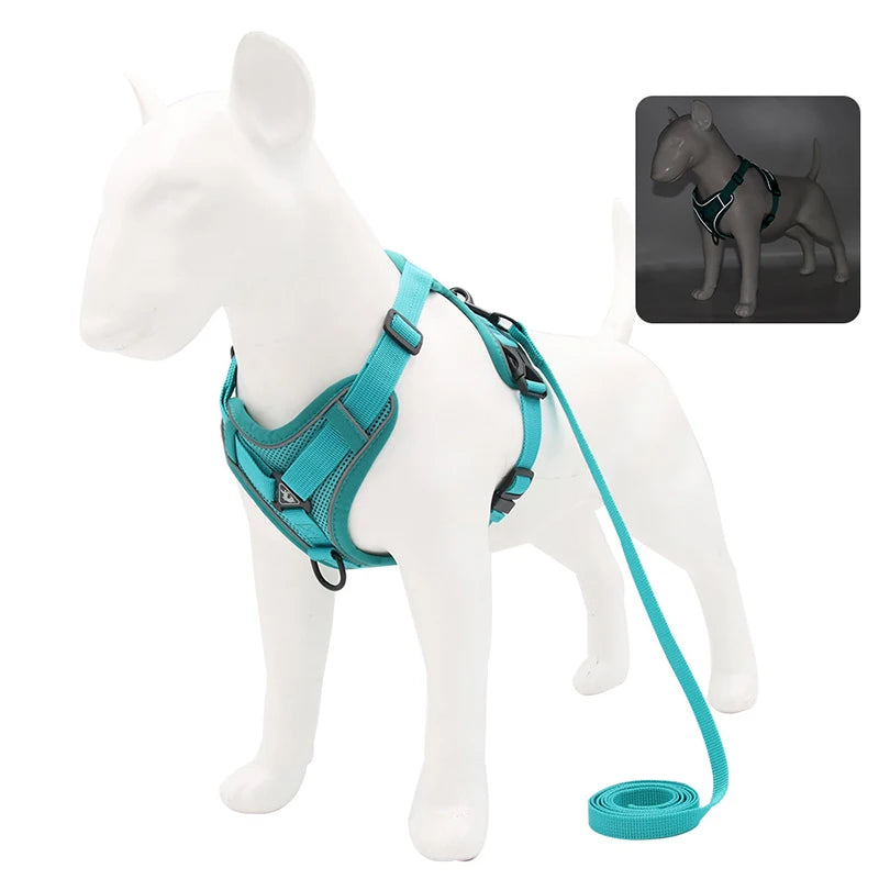 No Pull Dog Harness for Large Dogs, Adjustable Reflective Padded Vest with Breathable Mesh, Easy On/Off Leash Set