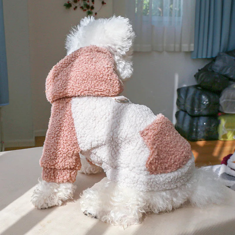 Fleece Dog Sweater with Buckle: Hooded Berber Fleece Puppy Winter Warm Sweatshirt