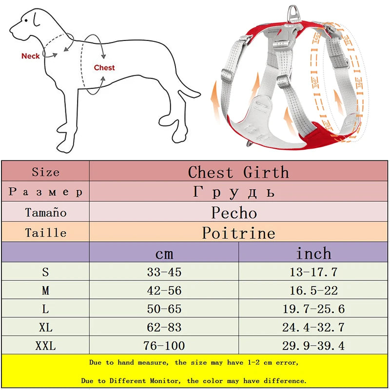 Anti Pull Dog Harness Vest Reflective for Large Dogs - Heavy Duty Oxford, No-Choke, Adjustable for Husky Labrador Training