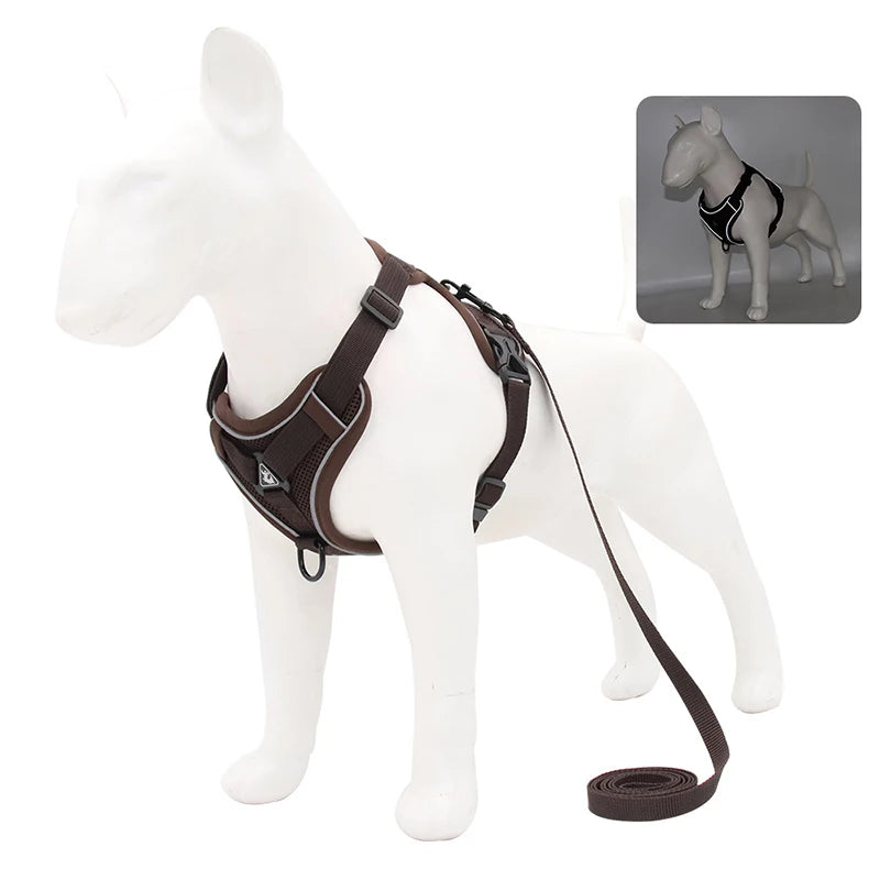 No Pull Dog Harness for Large Dogs, Adjustable Reflective Padded Vest with Breathable Mesh, Easy On/Off Leash Set