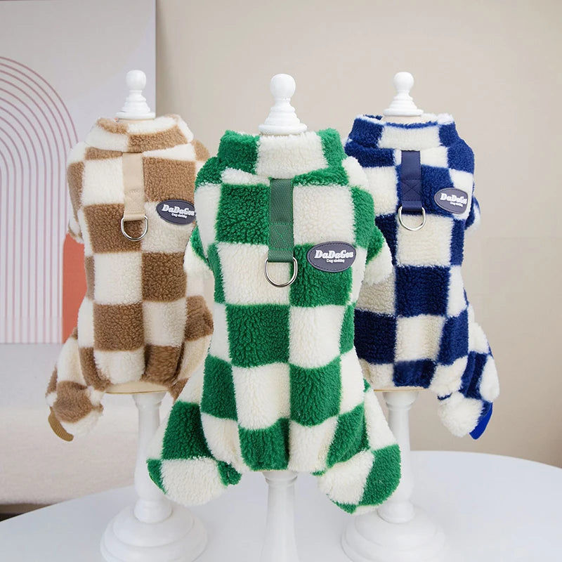 Puppy Pajamas Warm Coral Fleece Dog Jumpsuit for Small Dogs - Winter Boy Dog Clothes