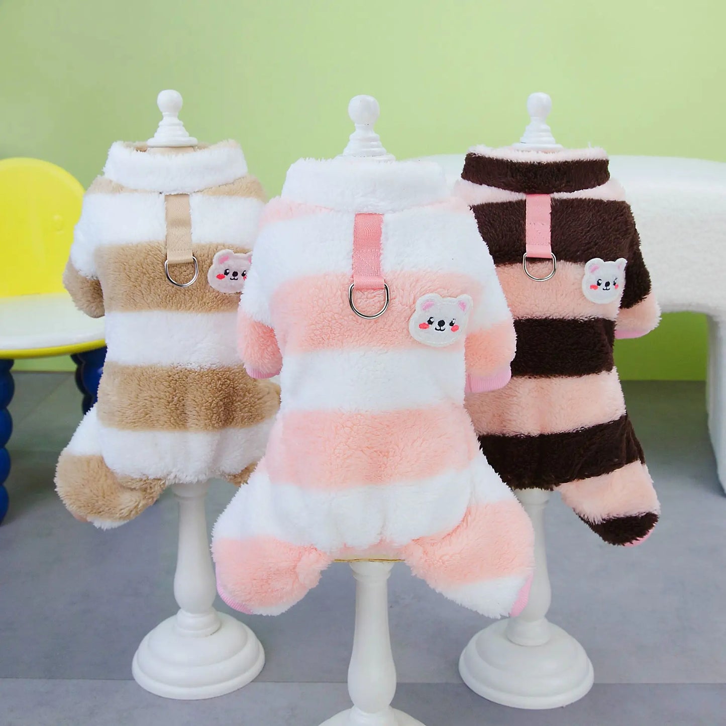 Puppy Pajamas Warm Coral Fleece Dog Jumpsuit for Small Dogs - Winter Boy Dog Clothes