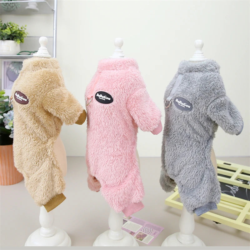 Puppy Pajamas Warm Coral Fleece Dog Jumpsuit for Small Dogs - Winter Boy Dog Clothes