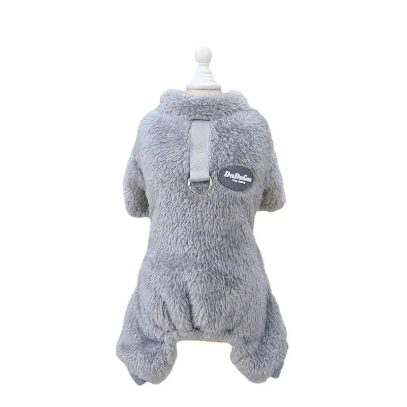 Puppy Pajamas Warm Coral Fleece Dog Jumpsuit for Small Dogs - Winter Boy Dog Clothes