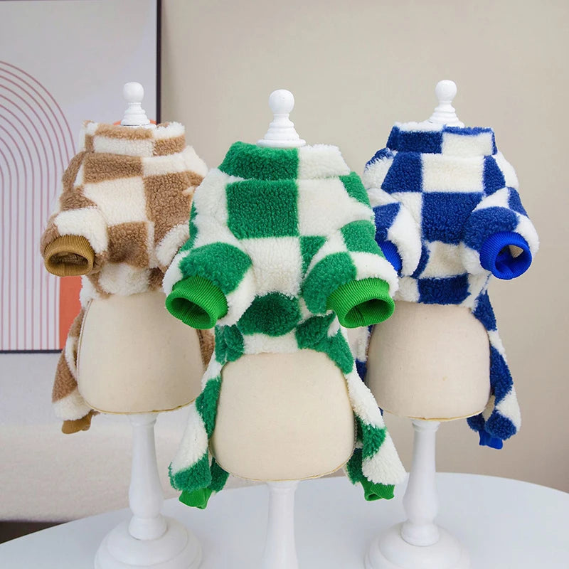Puppy Pajamas Warm Coral Fleece Dog Jumpsuit for Small Dogs - Winter Boy Dog Clothes