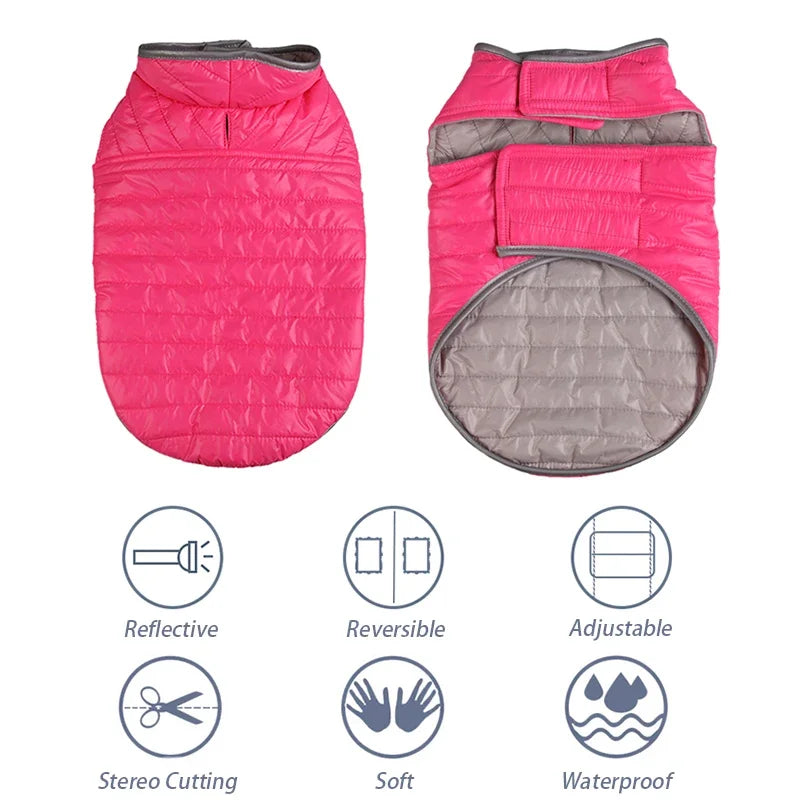 Dog Coats for Large Dogs: Reversible Dual-Color Reflective Winter Jacket