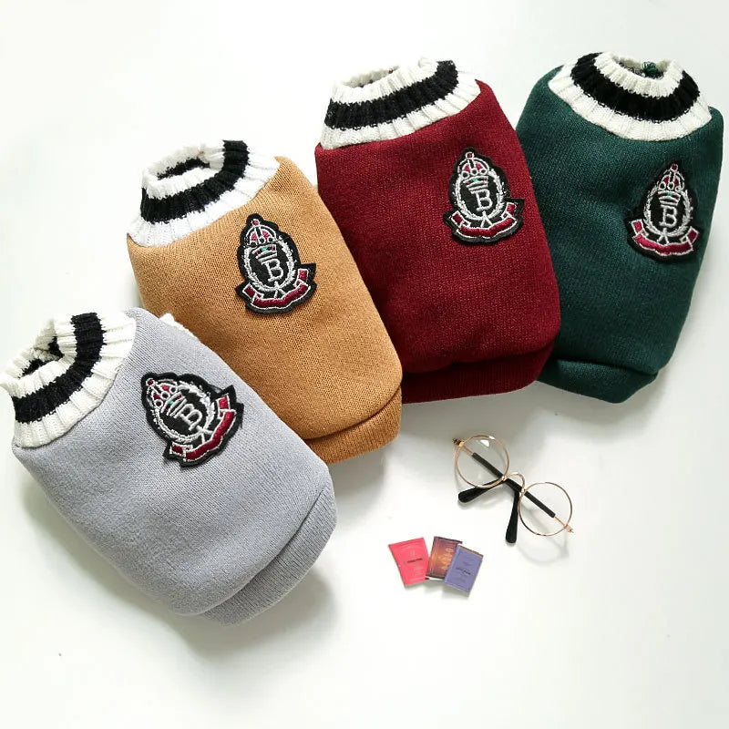 Dog Sweaters for Chihuahuas Warm College Style Pet Vest Clothes for Small Medium Dogs & Puppies
