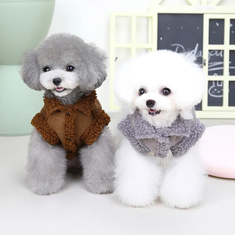 Pug Clothes Winter Warm British Style Lamb Fleece Dog Jacket Small Dogs Puppy Costume Chihuahua Yorkie Outfits