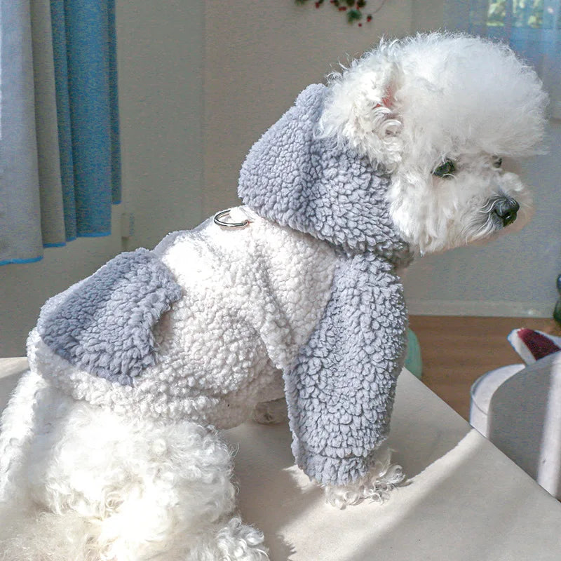 Fleece Dog Sweater with Buckle: Hooded Berber Fleece Puppy Winter Warm Sweatshirt
