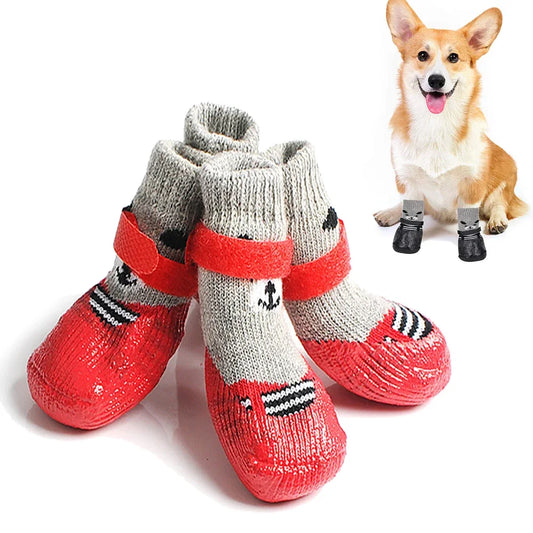 Dog Rain Boots Waterproof Anti-Slip Breathable Warm Dog Socks for All Seasons