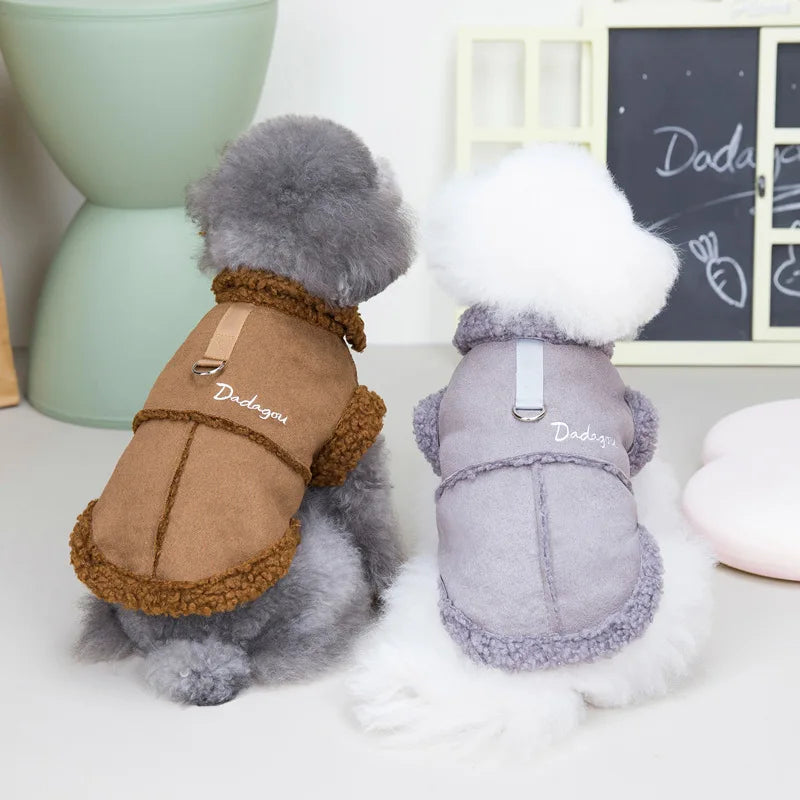 Pug Clothes Winter Warm British Style Lamb Fleece Dog Jacket Small Dogs Puppy Costume Chihuahua Yorkie Outfits