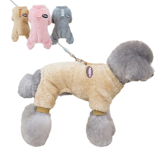 Puppy Pajamas Warm Coral Fleece Dog Jumpsuit for Small Dogs - Winter Boy Dog Clothes