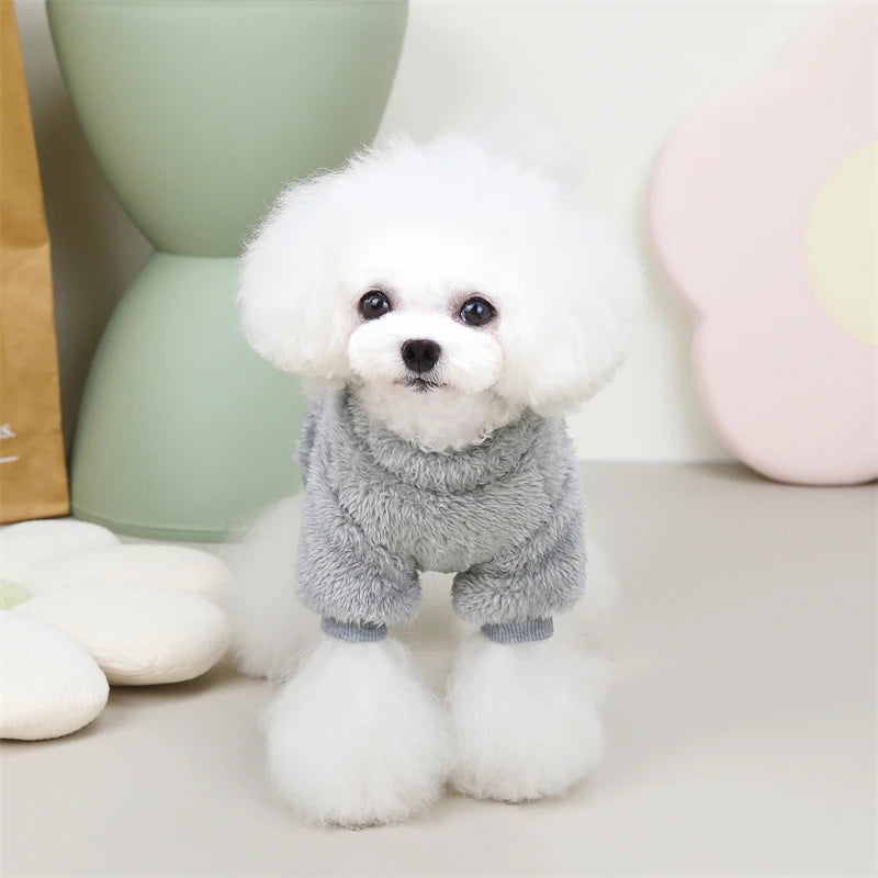 Puppy Pajamas Warm Coral Fleece Dog Jumpsuit for Small Dogs - Winter Boy Dog Clothes