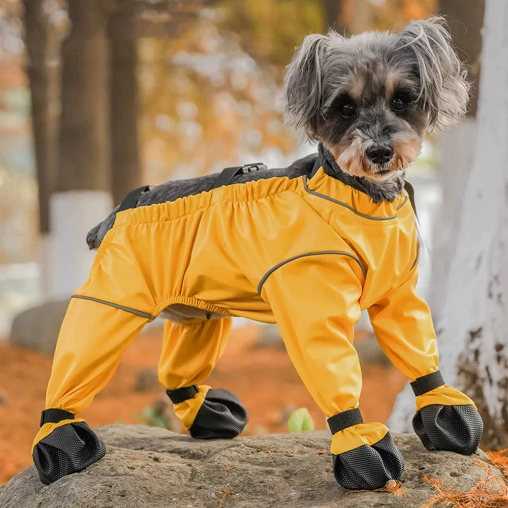 Anti-dirty dog jumpsuit for small dogs, waterproof PU rain suit & overalls for Poodles & Schnauzers