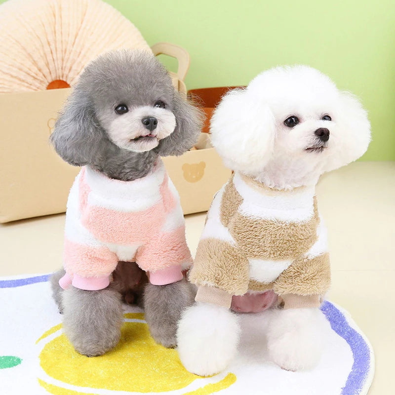Puppy Pajamas Warm Coral Fleece Dog Jumpsuit for Small Dogs - Winter Boy Dog Clothes