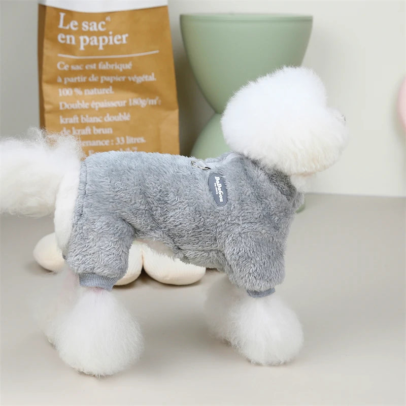Puppy Pajamas Warm Coral Fleece Dog Jumpsuit for Small Dogs - Winter Boy Dog Clothes
