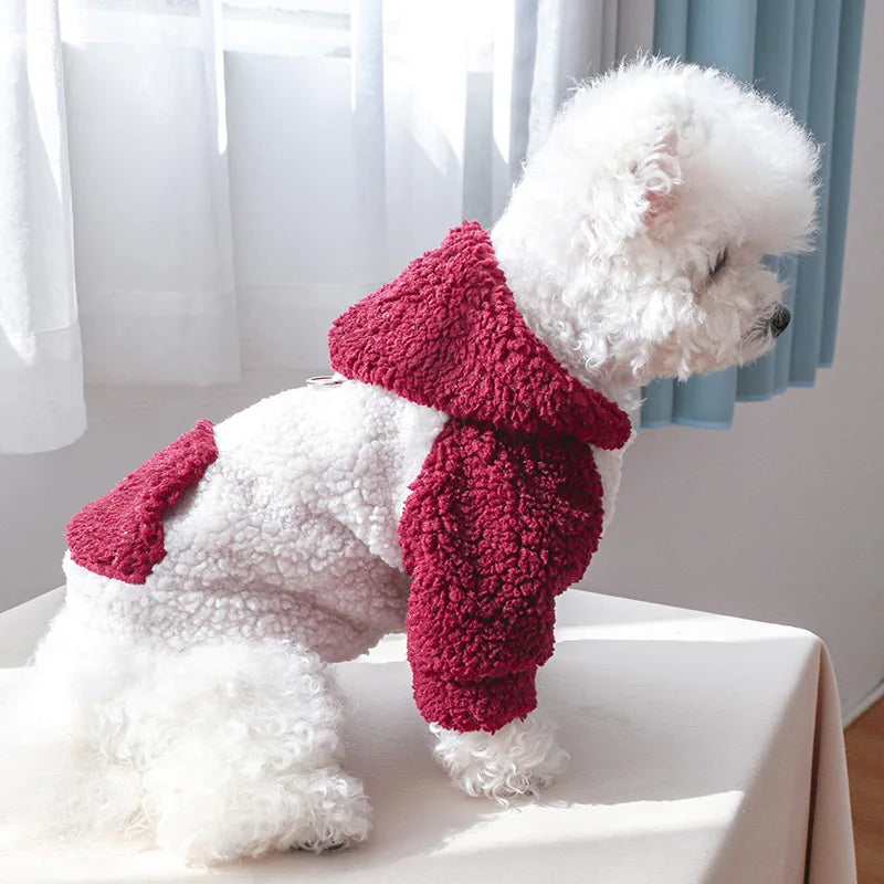 Fleece Dog Sweater with Buckle: Hooded Berber Fleece Puppy Winter Warm Sweatshirt
