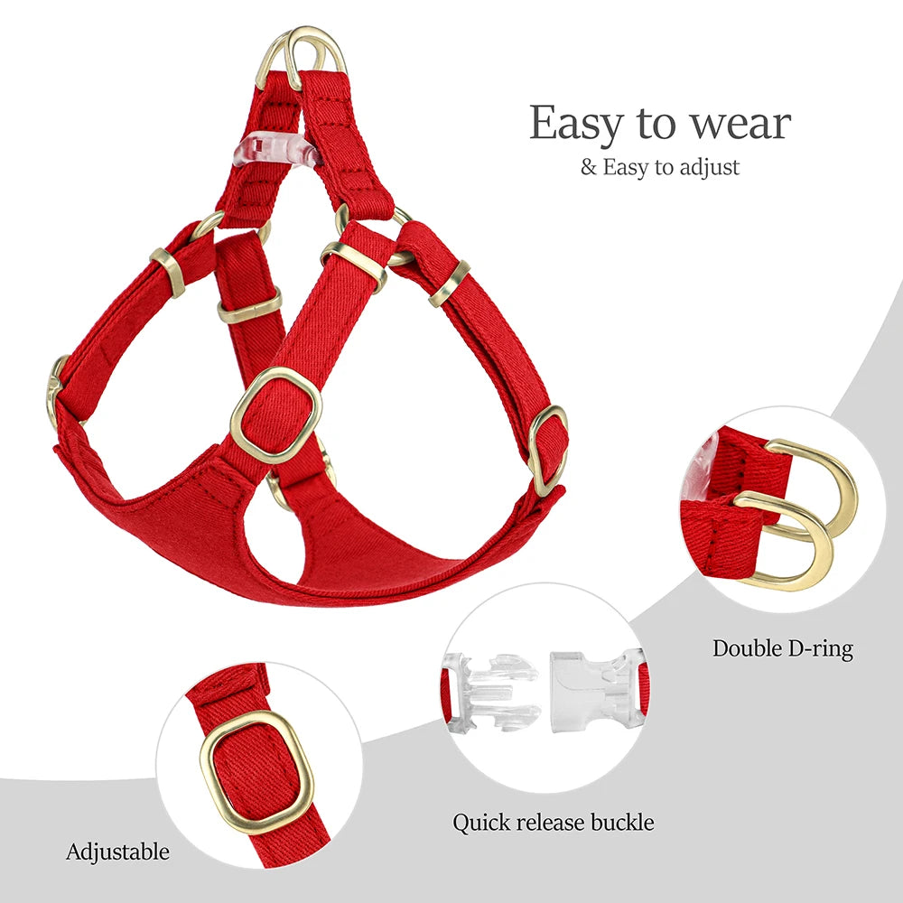 Dog Harness Collar and Leash Set with Bowtie for Small Medium Dogs, Adjustable & Cute Pet Vest Harness