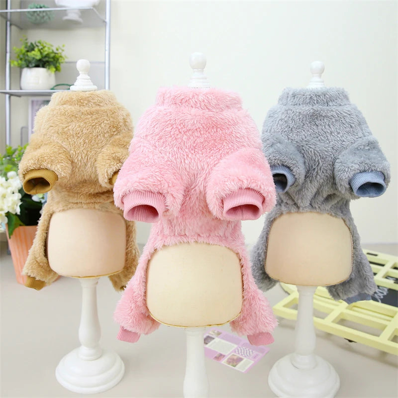 Puppy Pajamas Warm Coral Fleece Dog Jumpsuit for Small Dogs - Winter Boy Dog Clothes