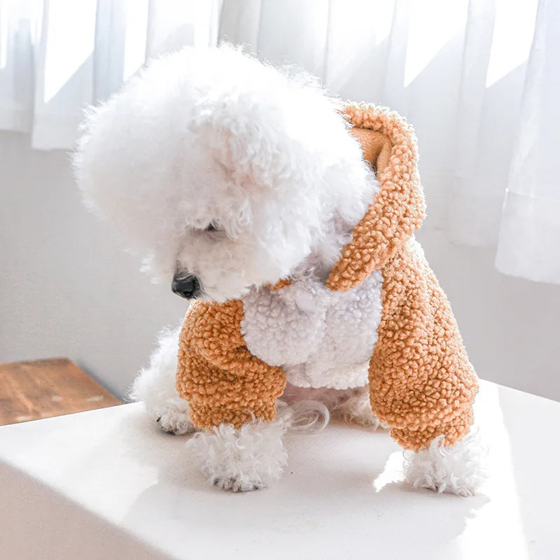 Fleece Dog Sweater with Buckle: Hooded Berber Fleece Puppy Winter Warm Sweatshirt