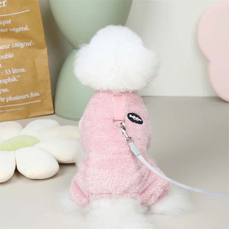 Puppy Pajamas Warm Coral Fleece Dog Jumpsuit for Small Dogs - Winter Boy Dog Clothes