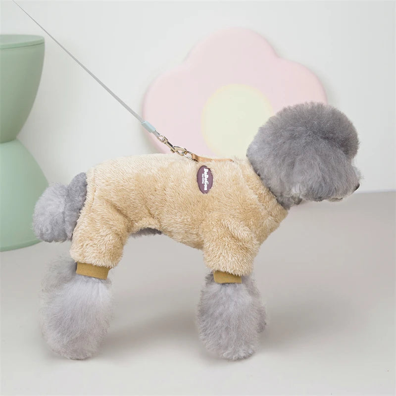 Puppy Pajamas Warm Coral Fleece Dog Jumpsuit for Small Dogs - Winter Boy Dog Clothes