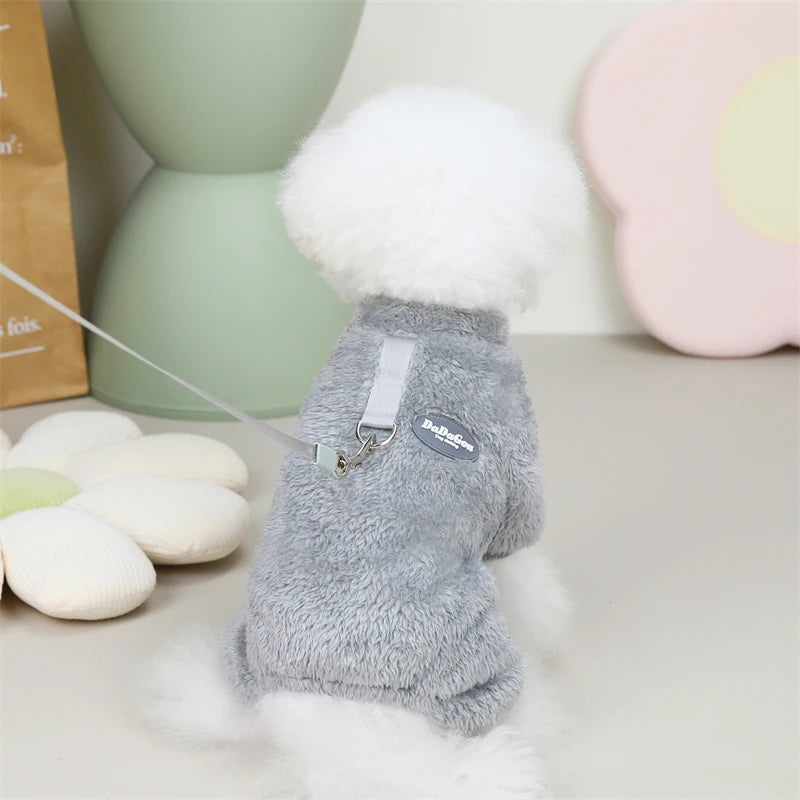 Puppy Pajamas Warm Coral Fleece Dog Jumpsuit for Small Dogs - Winter Boy Dog Clothes