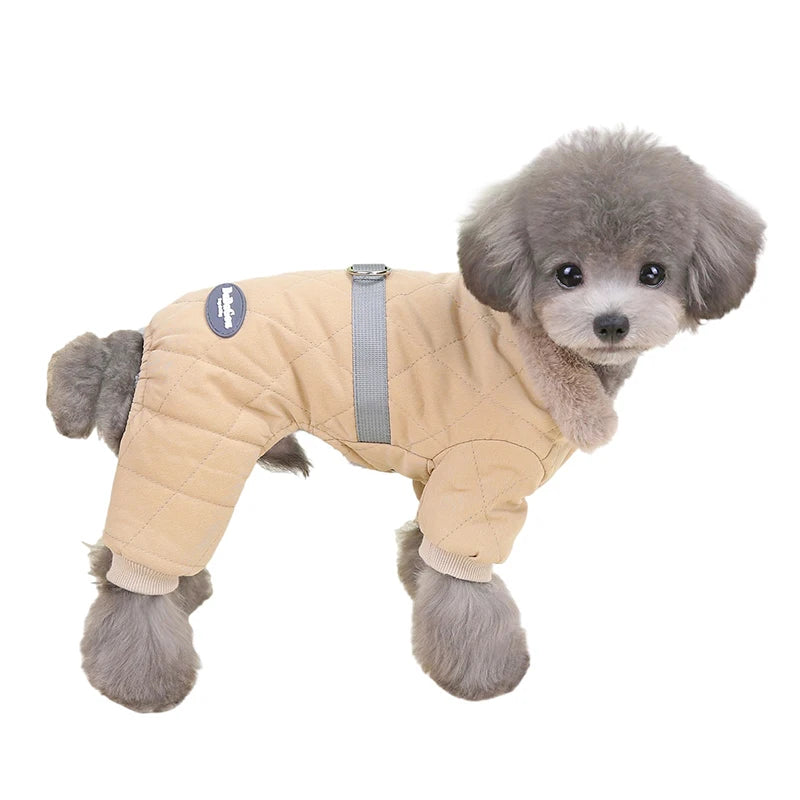 Dog Clothes Overalls Winter Fur Collar with D Ring for Small Dogs Puppy Chihuahua Poodle Pet Coat Jacket