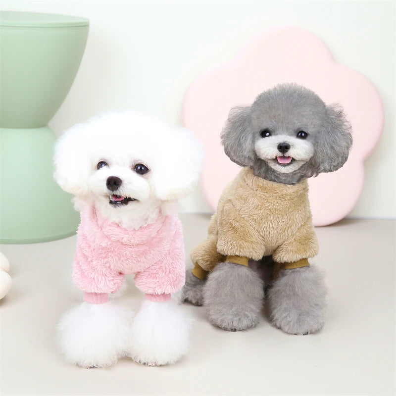Puppy Pajamas Warm Coral Fleece Dog Jumpsuit for Small Dogs - Winter Boy Dog Clothes