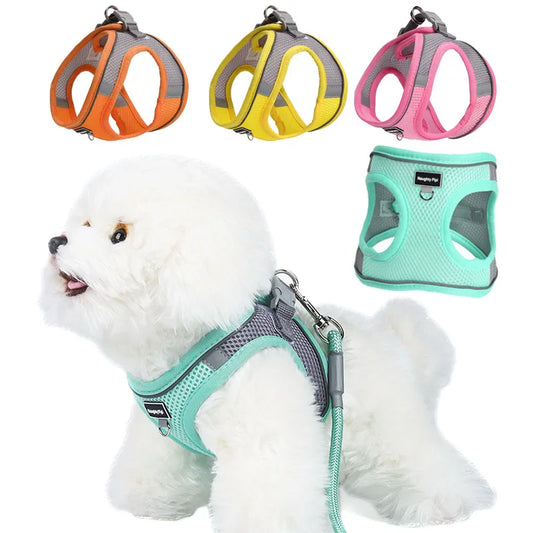 French Bulldog Harness for Small Dogs & Puppies - Adjustable, No-Pull & Reflective Vest with Leash Set
