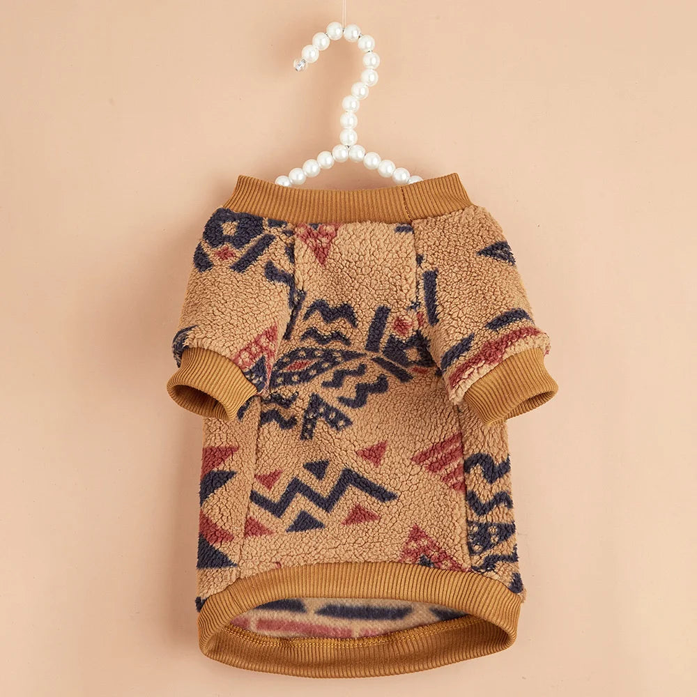 Dog Sweaters for Small Dogs: Cute Totems Print Puppy Sweater, Winter Hoodie for Small Breeds