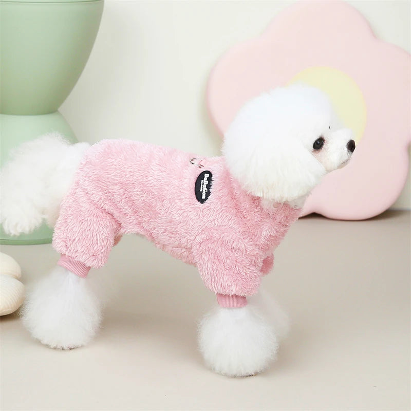 Puppy Pajamas Warm Coral Fleece Dog Jumpsuit for Small Dogs - Winter Boy Dog Clothes
